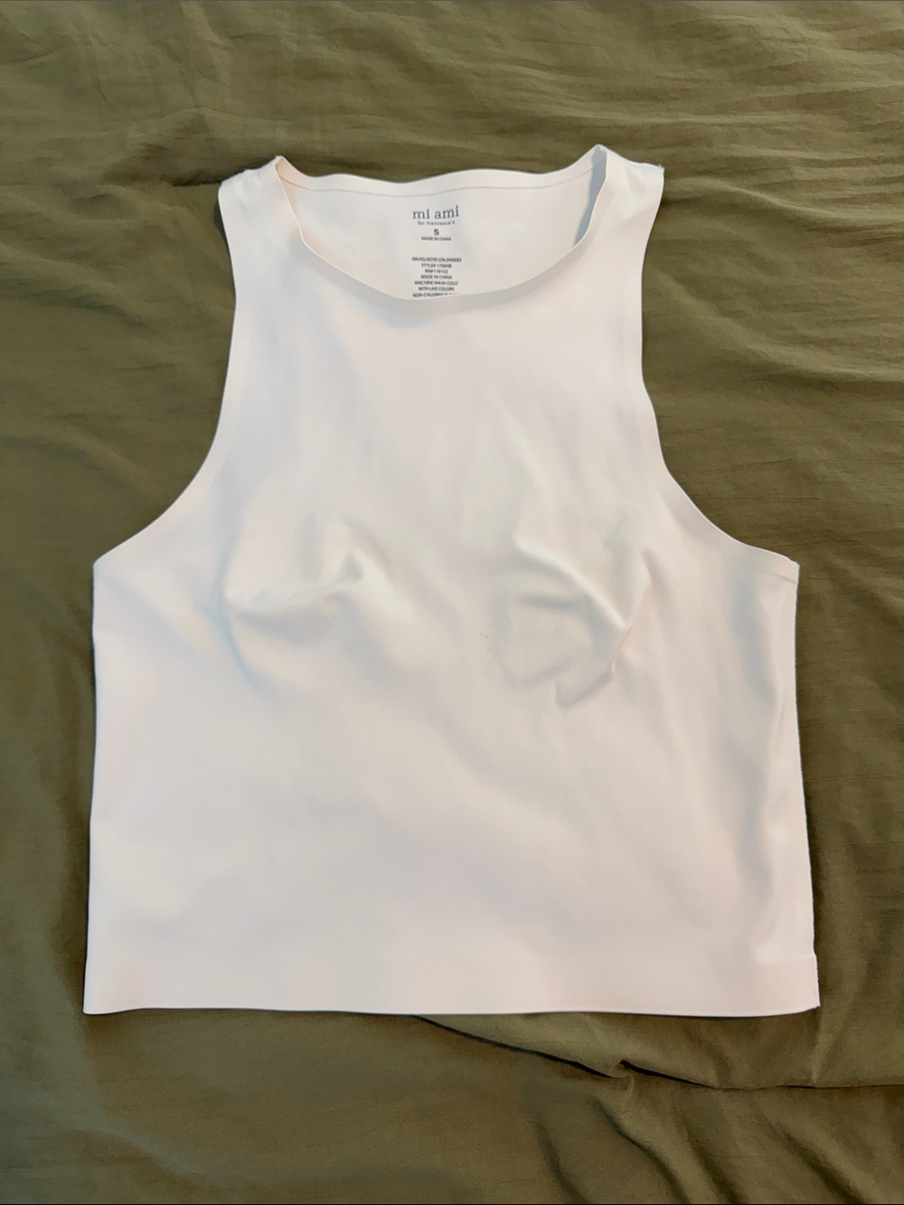 mi ami White Sleeveless Crop Tank Top